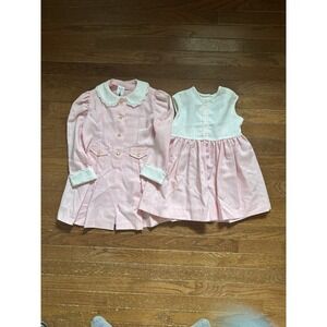 Vintage Miss Quality Girls Pink Dress With Jacket Peacoat 6650A Girls Size 5